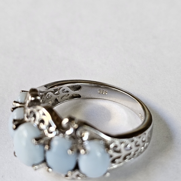 Vintage Genuine Larimar Platinum/925 Ring Sz 9. - Picture 3 of 11